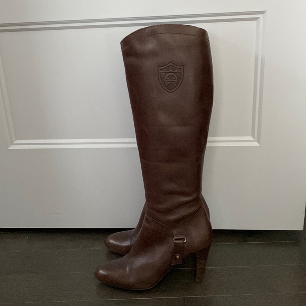 Brown leather Etienne Aigner E-Becca Oxford knee high boots size 7.5.